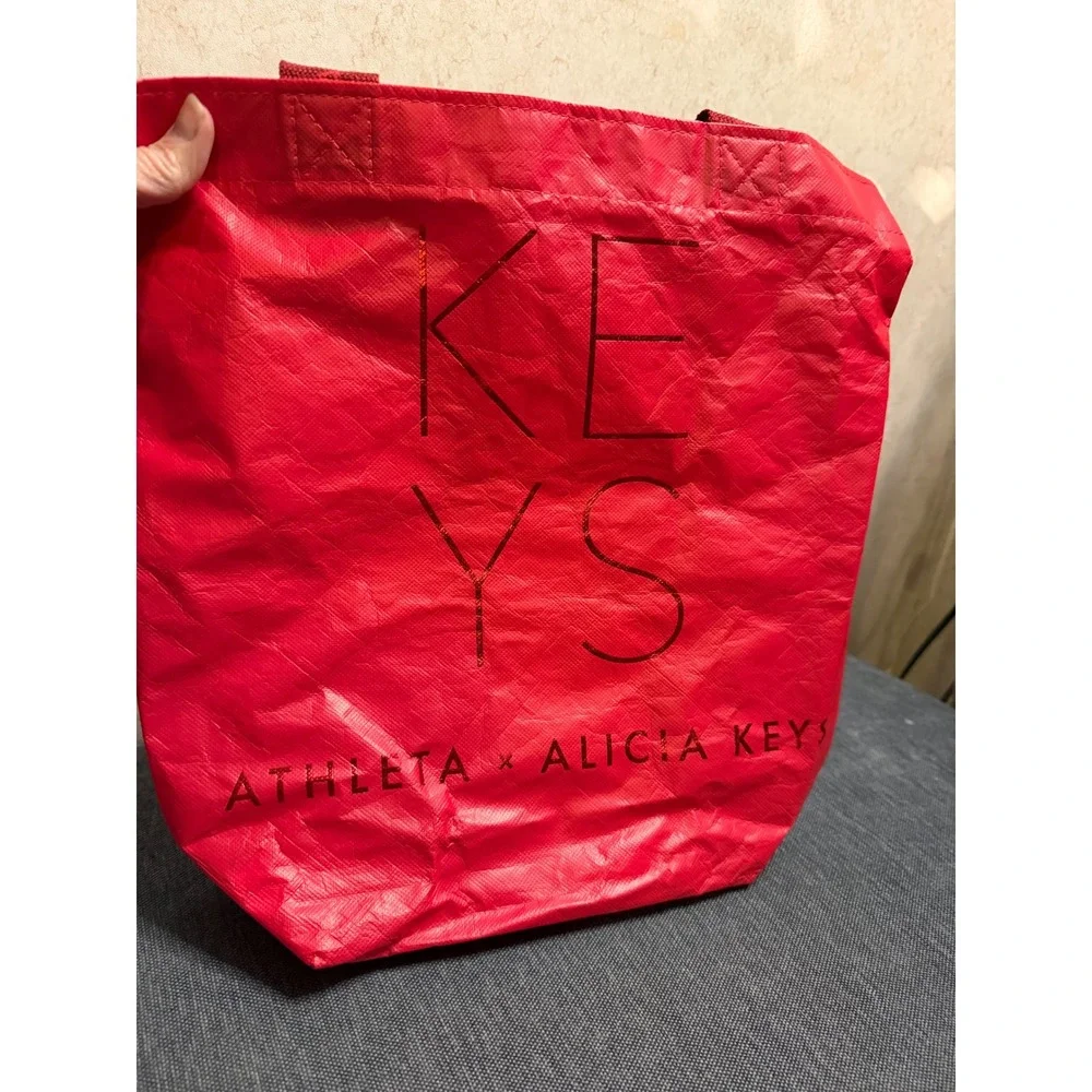 Athleta Reusable Tote Bag Bundle Alicia Keys‎ Metallic Silver Red Navy Blue 3pc